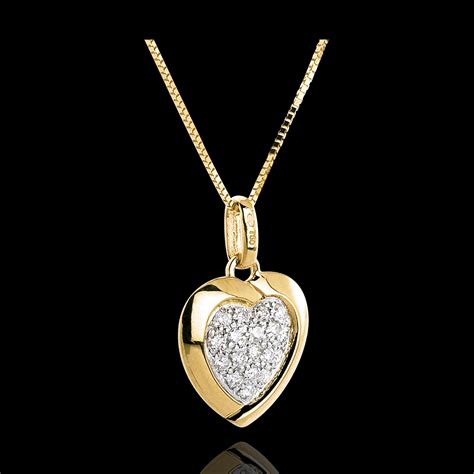 Collier à pendentif cœur en or jaune 18 carats 